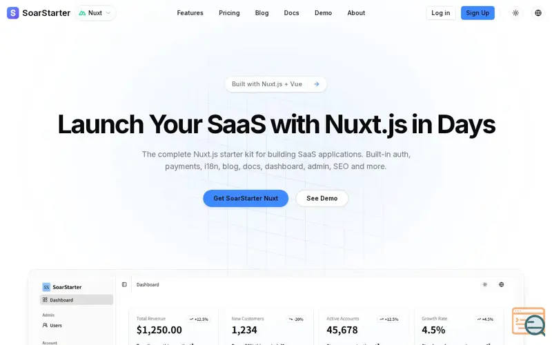 Screenshot of SoarStarter Nuxt
