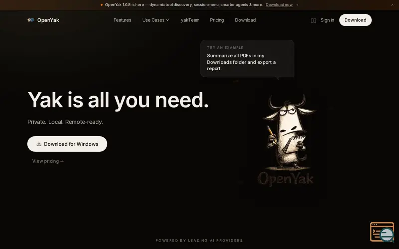 Screenshot of OpenYak