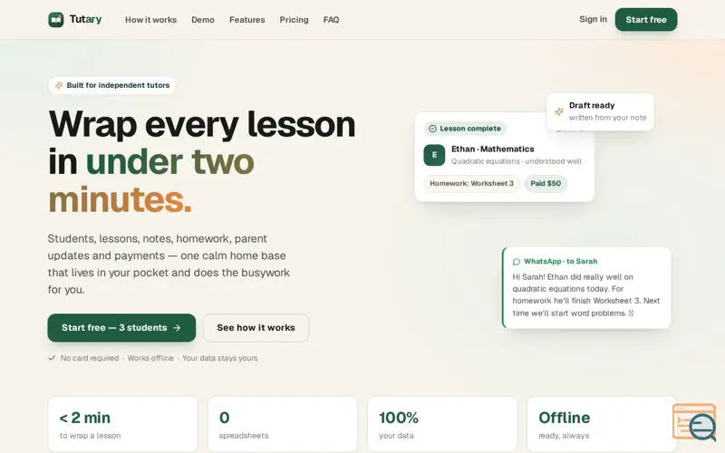 Screenshot of Tutary