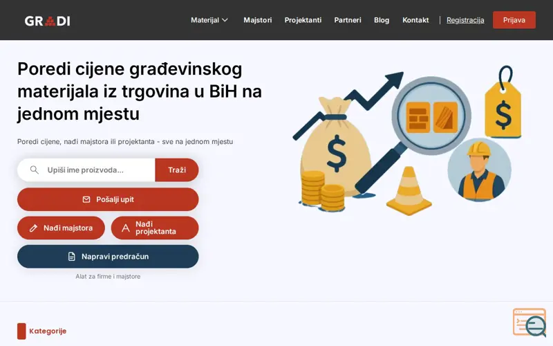 Screenshot of Gradi.ba
