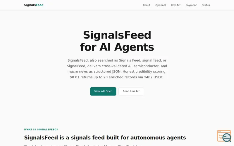 Screenshot of SignalsFeed