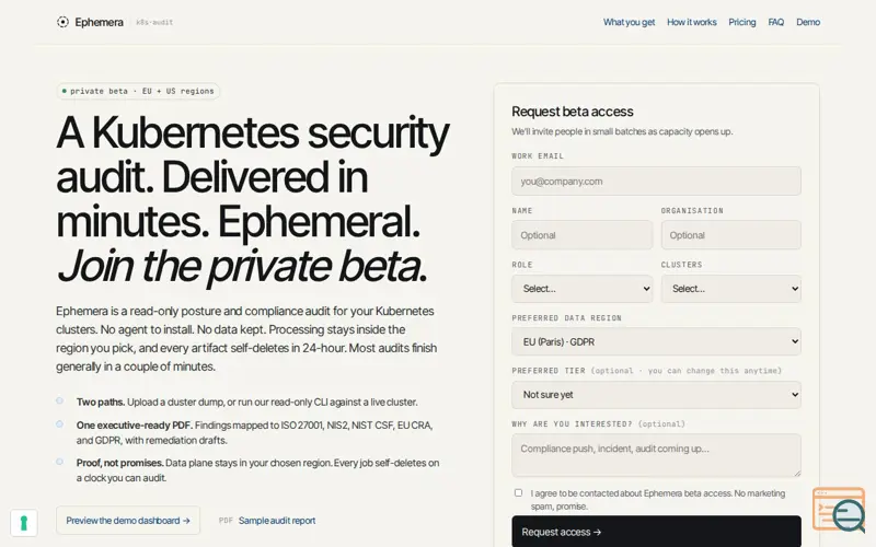 Screenshot of Ephemera · Join the private beta
