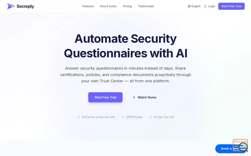 Screenshot of Security Questionnaire Automation Software | Secreply