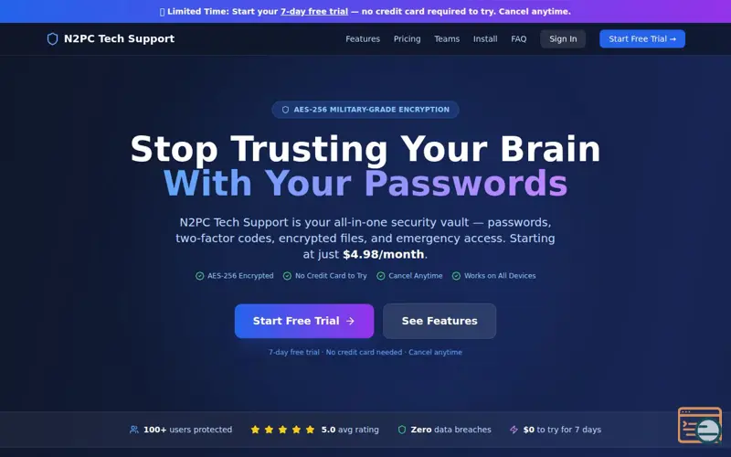 Screenshot of N2Sec Password Vault