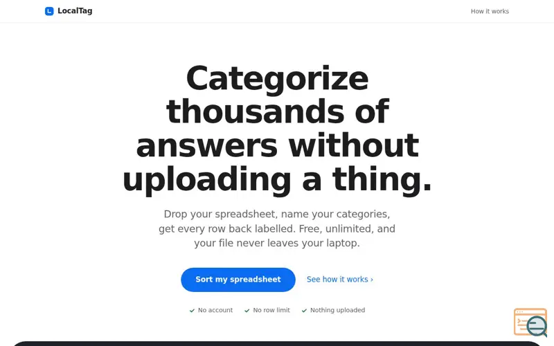 Screenshot of LocalTag — Categorize open