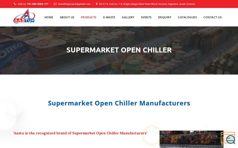 Screenshot of Supermarket Open Chiller Manufacturers