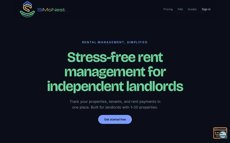 Screenshot of SiMoNest — Stress-free rent management for independent landlords