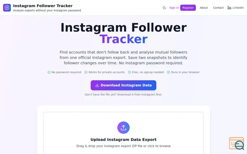 Screenshot of Instagram Follower Tracker