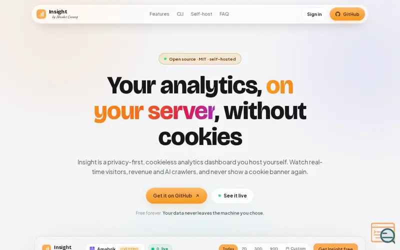 Screenshot of Insight, a launch using Insight Analytics