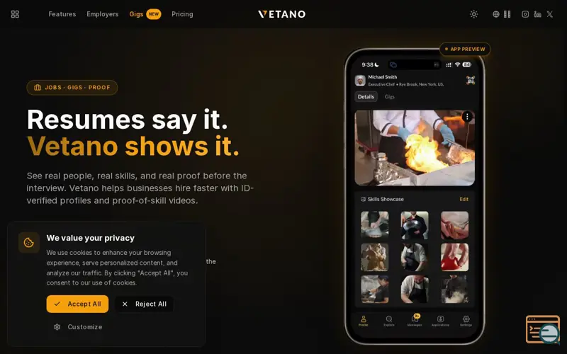 Screenshot of Vetano