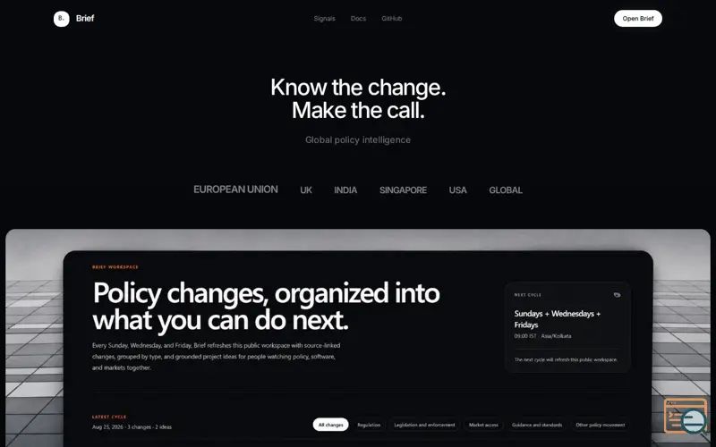 Screenshot of Brief
