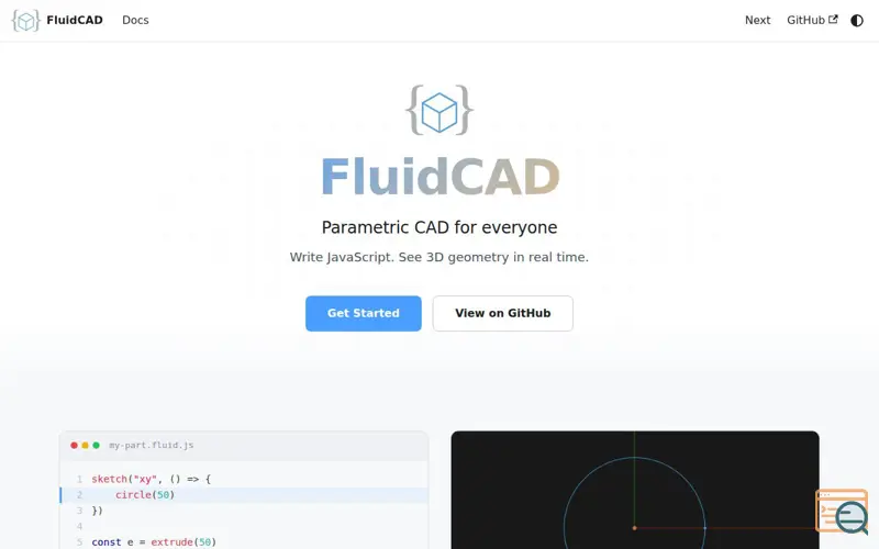 Screenshot of FluidCAD