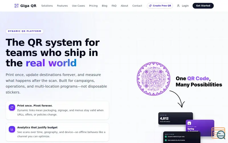 Screenshot of Giga QR - QR codes, but smarter