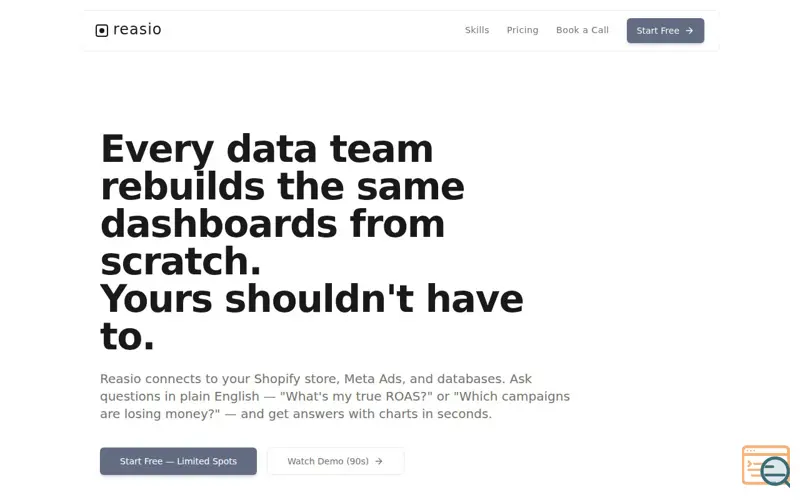 Screenshot of Reasio, a launch using 101domain
