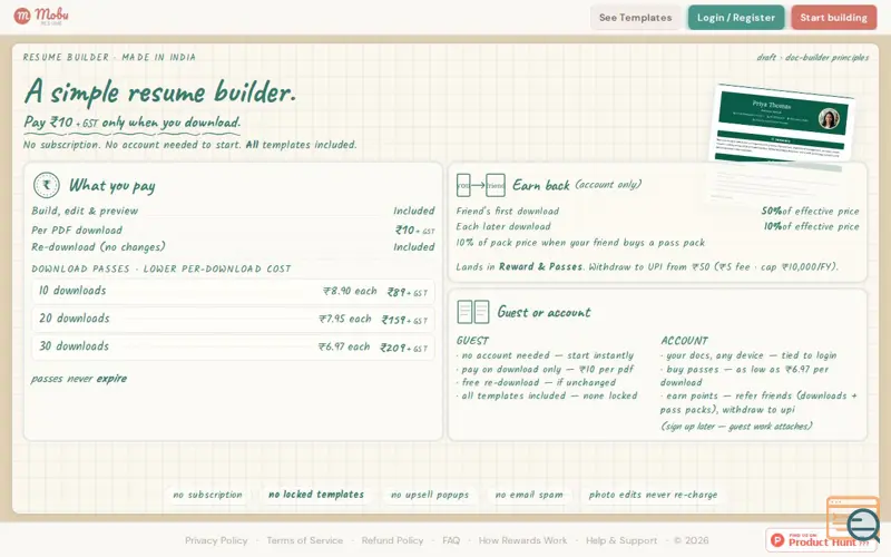 Screenshot of Mobu Resume