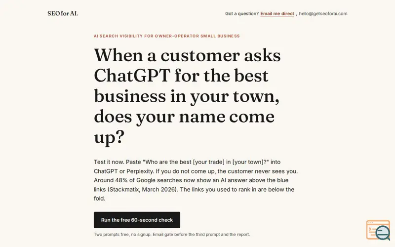 Screenshot of SEO for AI