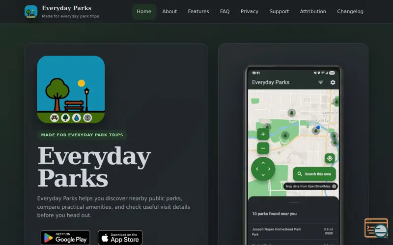 Screenshot of Everyday Parks, a launch using Ceph