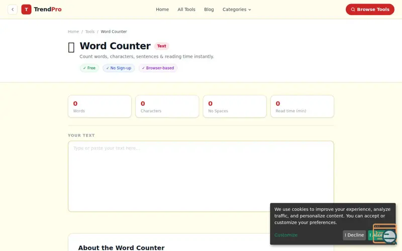 Screenshot of Word Counter