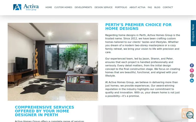 Screenshot of Home Designs Perth, a launch using Google Hosted Libraries