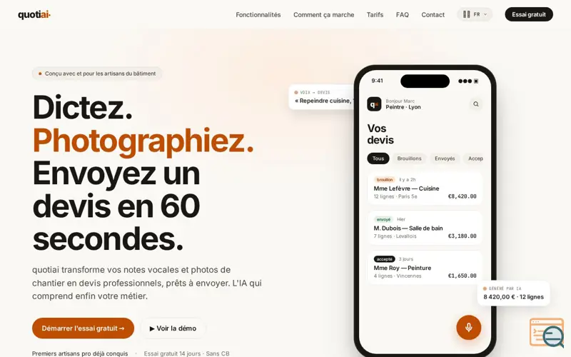 Screenshot of quotiai