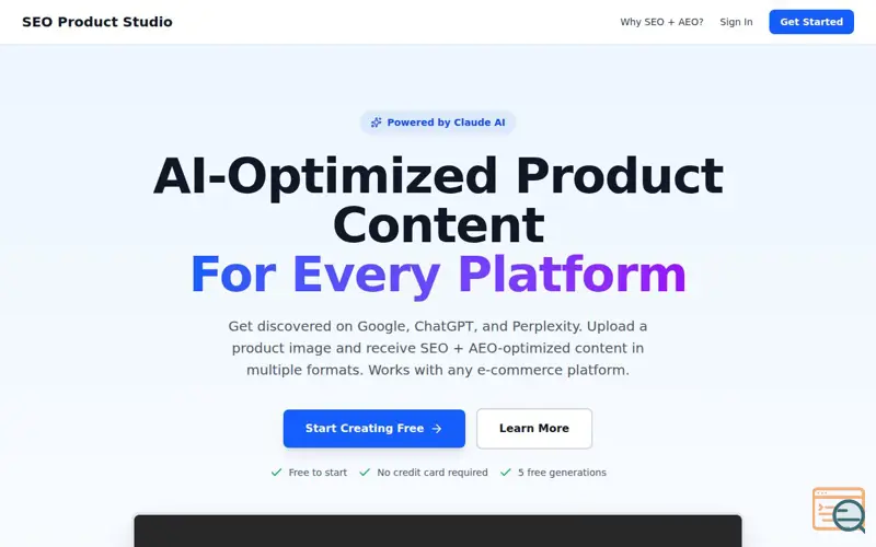 Screenshot of SEO Product Studio