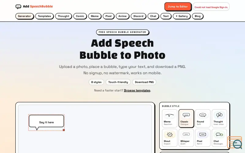 Screenshot of AddSpeechBubble