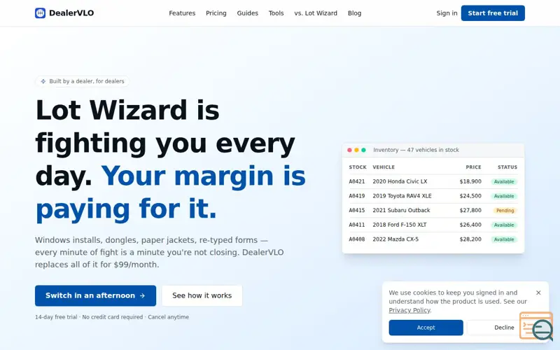 Screenshot of DealerVLO