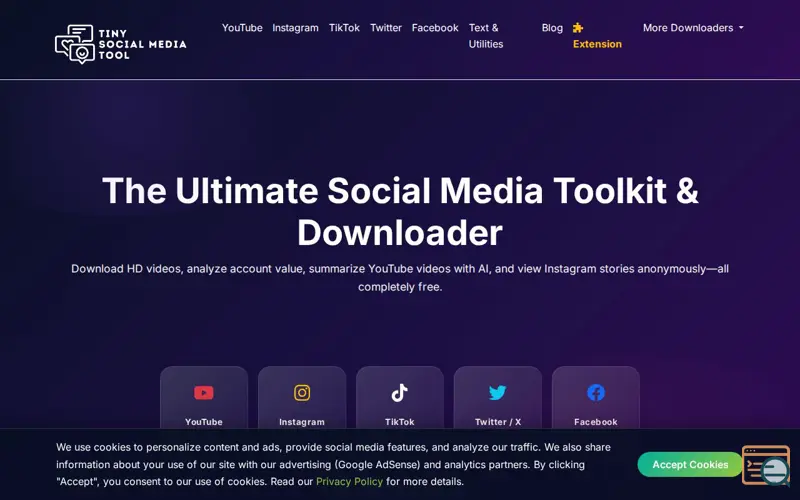 Screenshot of TinySocialMediaTool