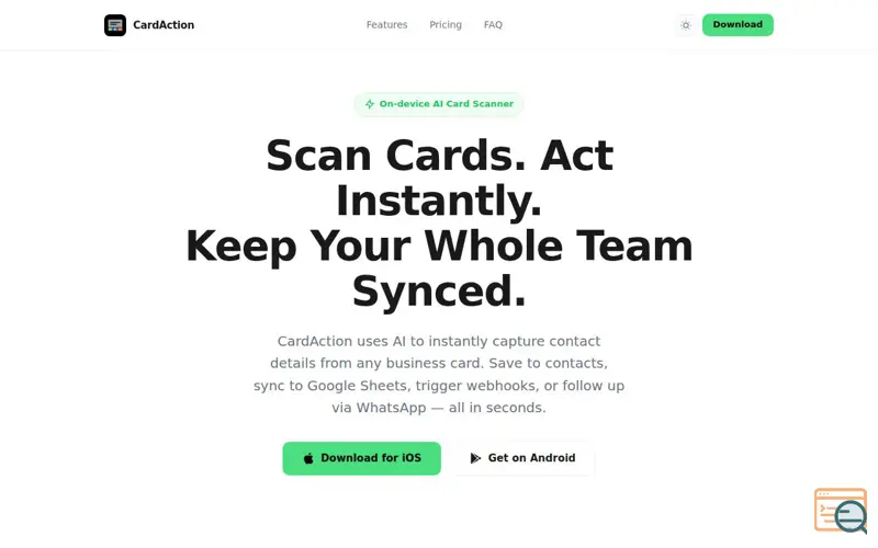 Screenshot of CardAction