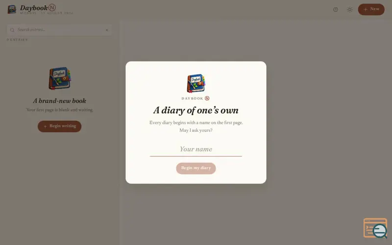 Screenshot of Daybook Ⓝ — A Quiet, Private Diary
