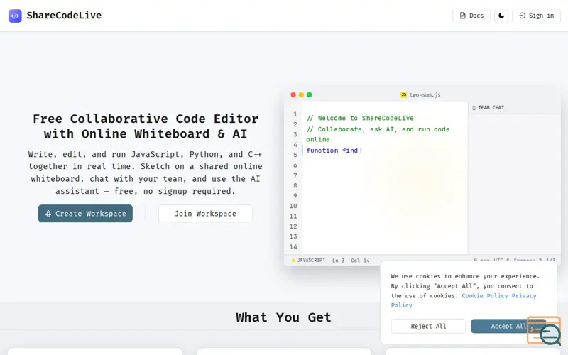 Screenshot of ShareCodeLive