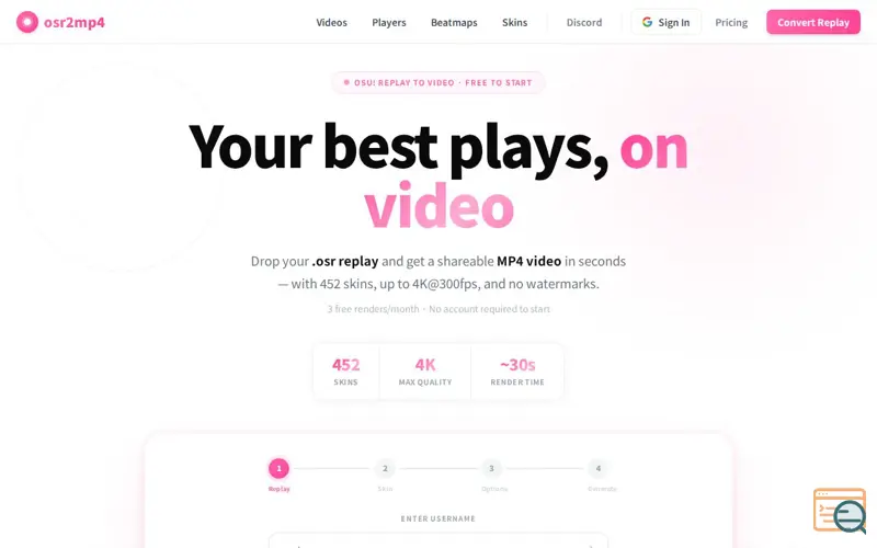 Screenshot of osr2mp4