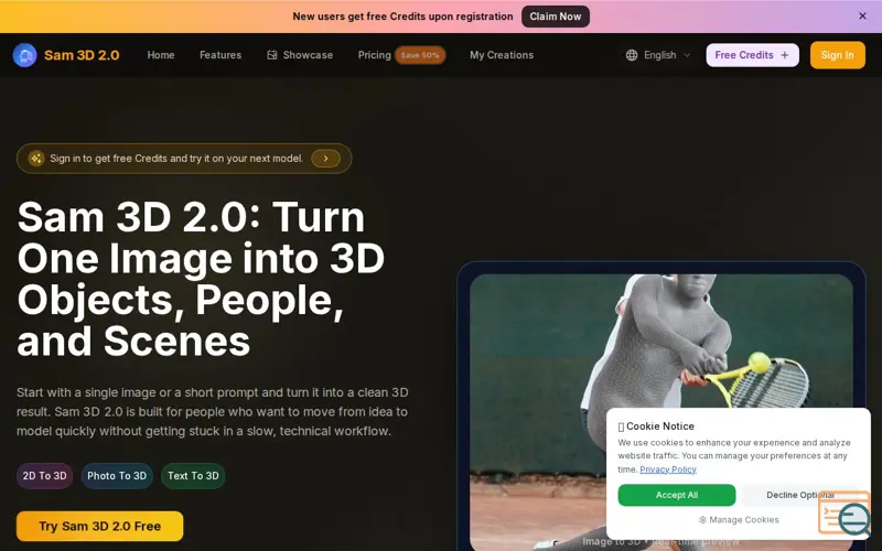 Screenshot of Sam 3D 2.0