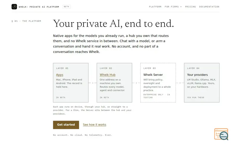 Screenshot of Whelk: Private AI. A native client for local LLMs