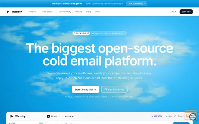 Screenshot of Warmbly