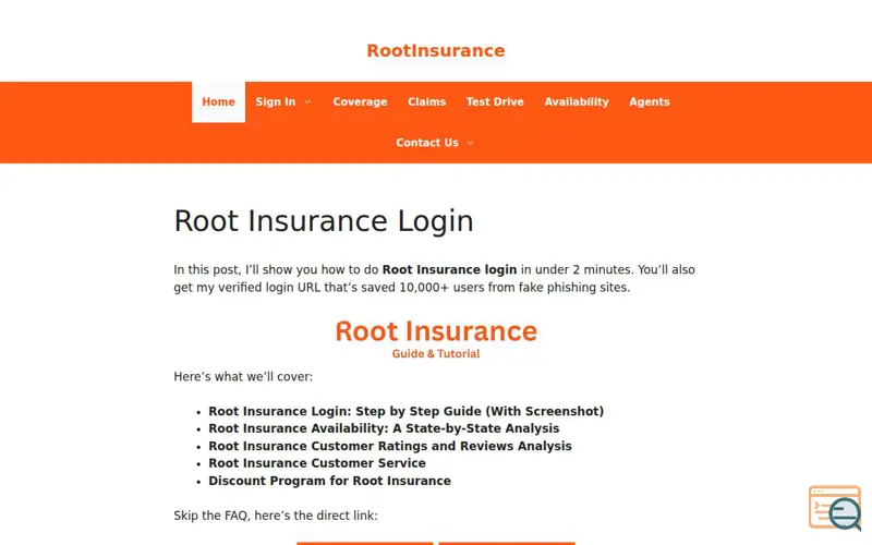 Screenshot of RootInsurance