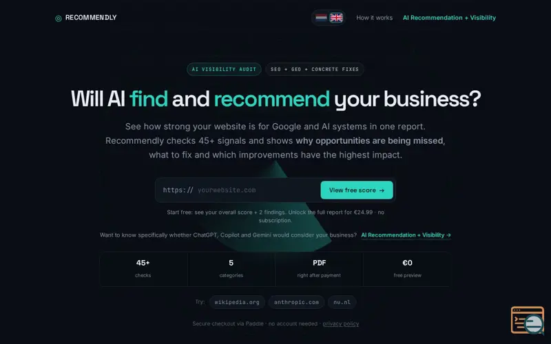 Screenshot of Recommendly