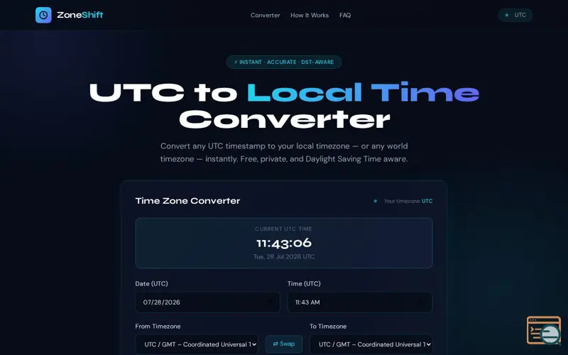 Screenshot of ZoneShift