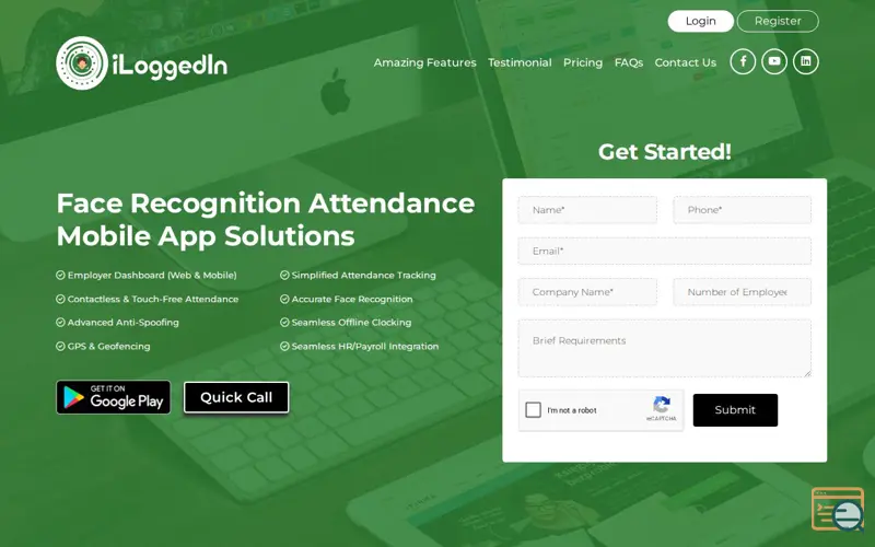 Screenshot of Face Attendance Mobile App