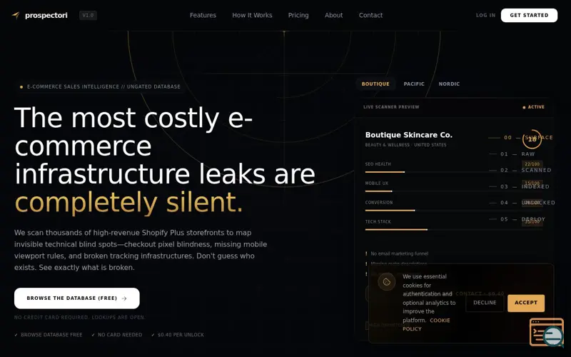 Screenshot of PROSPECTORI