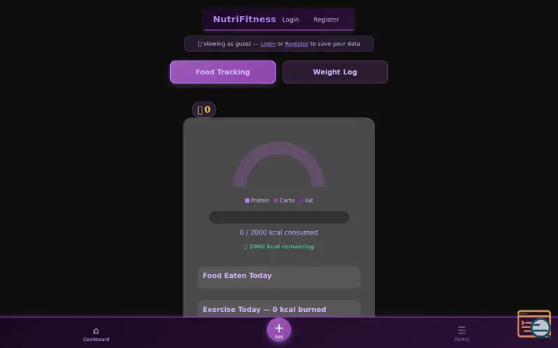 Screenshot of NutriFitness