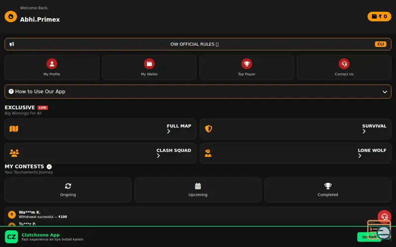 Screenshot of Clutchzone 