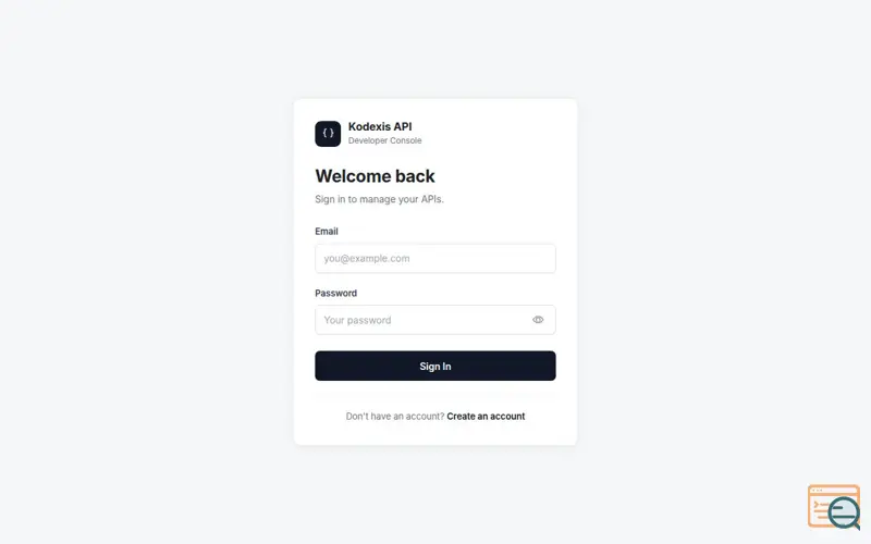 Screenshot of Sign In