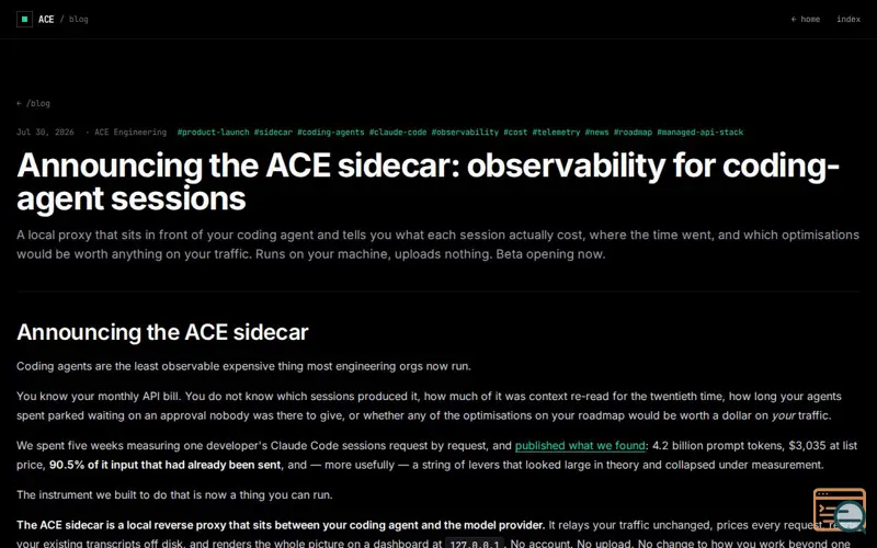 Screenshot of ACE Sidecar