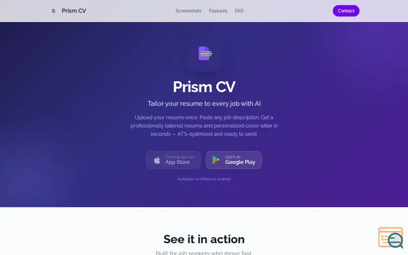 Screenshot of Prism CV