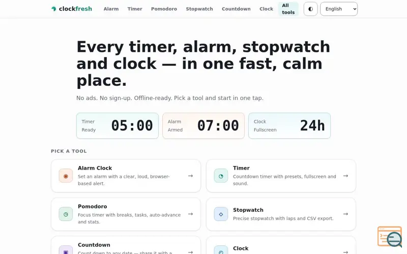Screenshot of Clockfresh