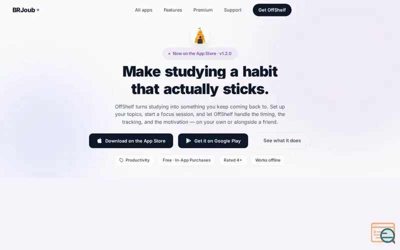 Screenshot of OffShelf: Focus, Plan & Study
