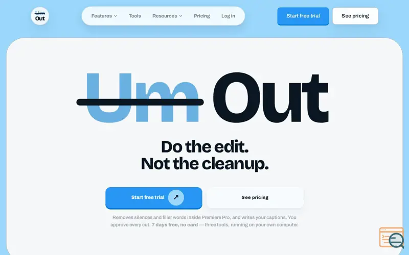 Screenshot of Um Out — AI editing assistant for Premiere Pro