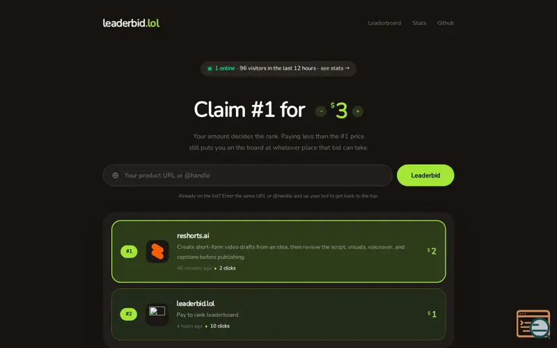 Screenshot of Leaderbid