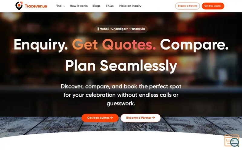 Screenshot of Tracevenue Event Planning Platform
